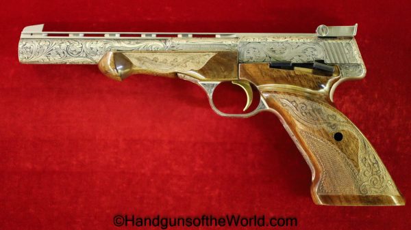 FN, Browning, Medalist, Renaissance, .22lr, Mint, in Case, Cased, Factory, Factory Engraved, Engraved, Handgun, Pistol, Collectible, Rare, Belgian, Belgium