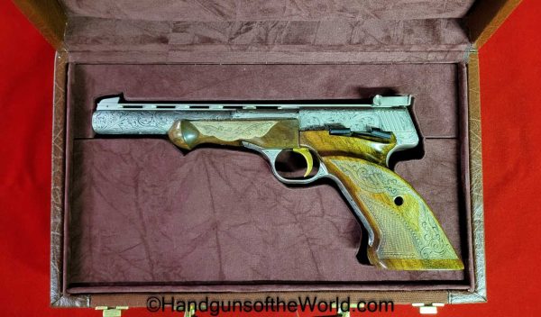 FN, Browning, Medalist, Renaissance, .22lr, Mint, in Case, Cased, Factory, Factory Engraved, Engraved, Handgun, Pistol, Collectible, Rare, Belgian, Belgium
