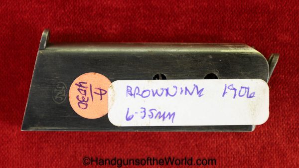 FN, Browning, 1905, 1906, 6.35mm, Magazine, Clip, Mag, Original, Collectible, Belgian, Belgium, Handgun, Pistol, 6.35, 25, .25, acp, auto, VP, Vest Pocket