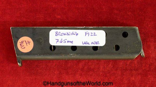 FN, Browning, 1922, 7.65mm, Magazine, Clip, Mag, Original, Collectible, German, Germany, Belgian, Belgium, Handgun, Pistol, Hand gun, 7.65, 32, .32, acp