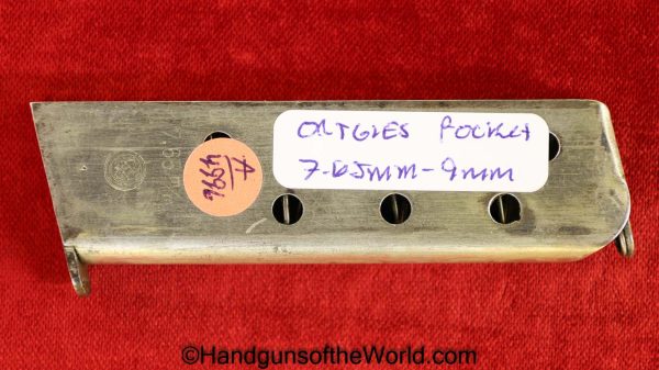 Ortgies, Pocket, 7.65mm, 9mm, Magazine, Clip, Mag, Original, Collectible, 7.65, German, Germany, Handgun, Pistol, 380, .380, acp, auto, 32, .32