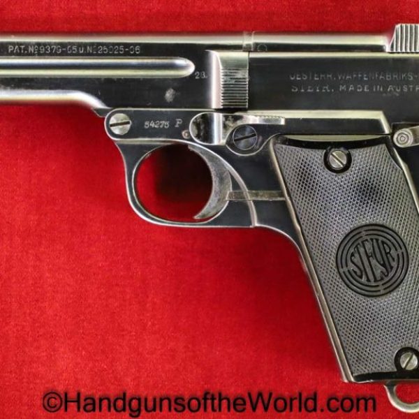 Steyr, 1909, 7.65mm, German, Crown N, Retailer Marked, C/N, Germany, Austria, Austrian, 1928, Handgun, Pistol, C&R, Collectible, Pocket, 7.65, 32, .32, acp