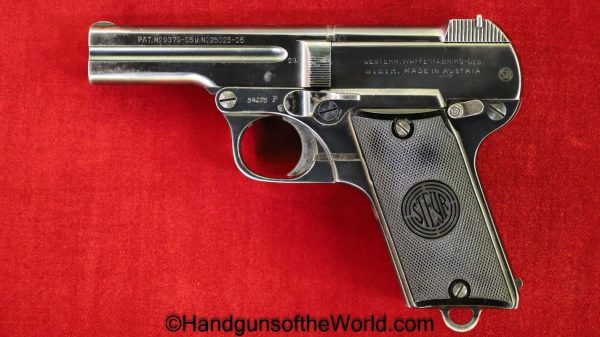 Steyr, 1909, 7.65mm, German, Crown N, Retailer Marked, C/N, Germany, Austria, Austrian, 1928, Handgun, Pistol, C&R, Collectible, Pocket, 7.65, 32, .32, acp