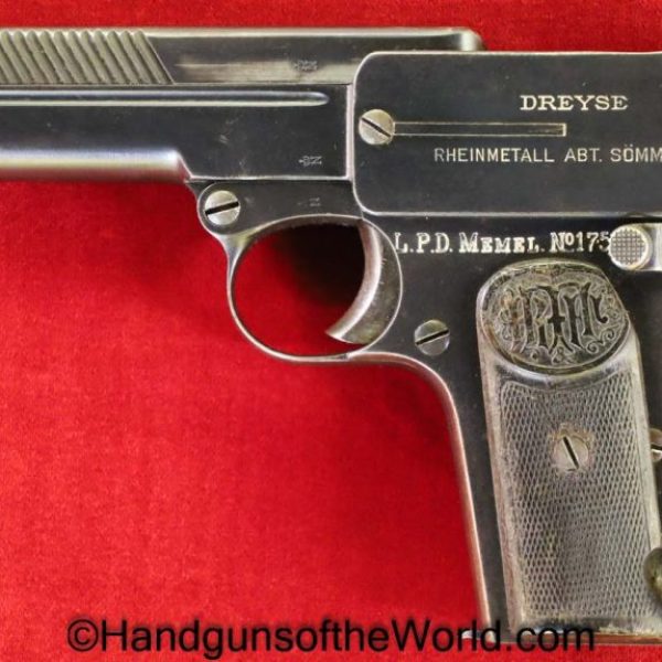 Dreyse, 1907, 7.65mm, Police Marked, L.P.D Memel, Memel, German, Germany, Handgun, Pistol, C&R, Collectible, Pocket, 7.65, 32, .32, acp, auto, Police