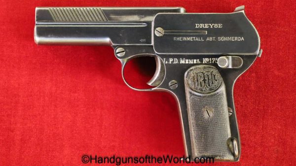 Dreyse, 1907, 7.65mm, Police Marked, L.P.D Memel, Memel, German, Germany, Handgun, Pistol, C&R, Collectible, Pocket, 7.65, 32, .32, acp, auto, Police