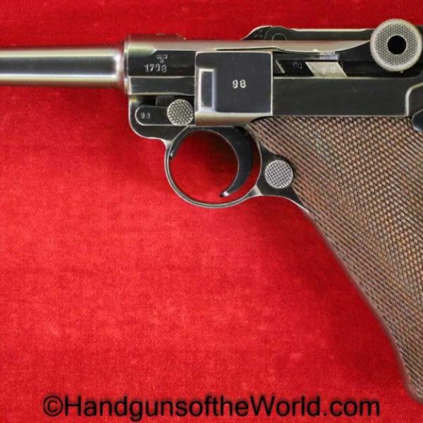 Luger, P.08, 9mm, Mauser, Banner, 1940, Police, Eagle C, Matching Magazine, Mint, Matching Mag, German, Germany, WWII, WW2, Handgun, Pistol, C&R, Collectible