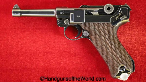 Luger, P.08, 9mm, Mauser, Banner, 1940, Police, Eagle C, Matching Magazine, Mint, Matching Mag, German, Germany, WWII, WW2, Handgun, Pistol, C&R, Collectible