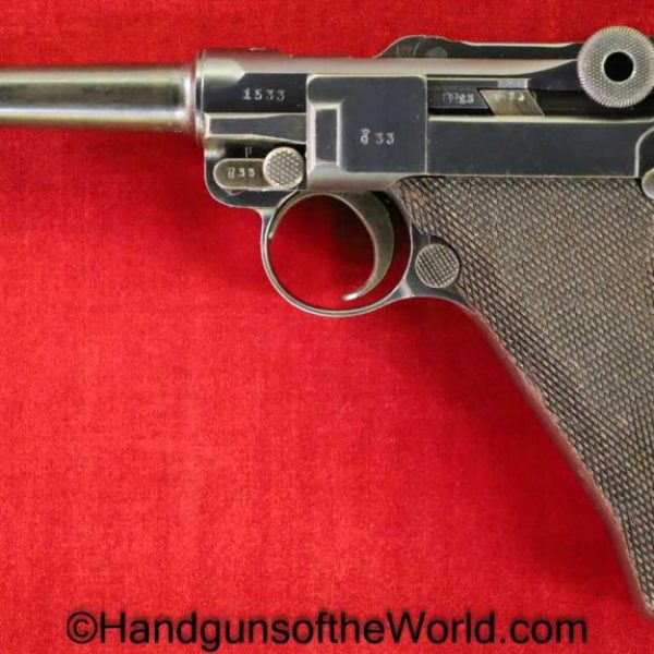 Luger, P.08, Erfurt, 1912, 9mm, Matching Magazine, Matching Mag, Handgun, Pistol, C&R, Collectible, German, Germany, P08, P 08, P-08, WWI, WW1, Hand gun