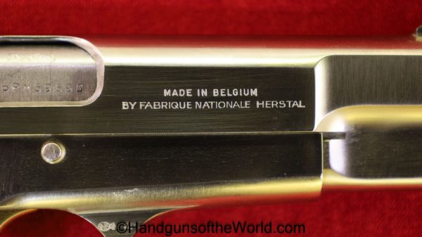 FN, Browning, Hi-Power, 9mm, Stainless Finish, Stainless, adjustable sight, Handgun, Collectible, Pistol, Hi Power, High Power, BHP, Hand gun