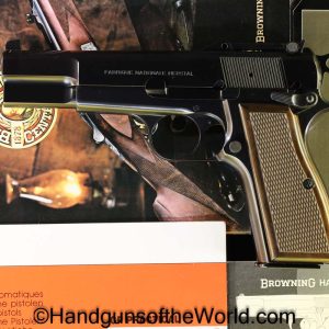 FN, Browning, Hi-Power, 9mm, El Capitan, Mint, with Case, Cased, Tangent Sight, Stock Slot, Slotted, BHP, Hi Power, Post War, Handgun, Pistol, Collectible