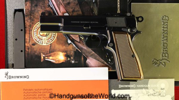 FN, Browning, Hi-Power, 9mm, El Capitan, Mint, with Case, Cased, Tangent Sight, Stock Slot, Slotted, BHP, Hi Power, Post War, Handgun, Pistol, Collectible