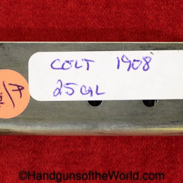 Colt, 1908, .25, Magazine, Clip, Mag, Original, Collectible, Handgun, Pistol, 25, acp, auto, 6.35, 6.35mm, VP, Vest Pocket, Model, American, US, USA