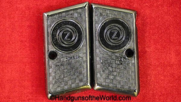 CZ, Z, Pistol, Grips, Black, Bakelite, Original, Collectible, Czech, Czechoslovakia, Grip, Set, Pair, Handgun, Pistol, Hand gun, VP, Vest Pocket
