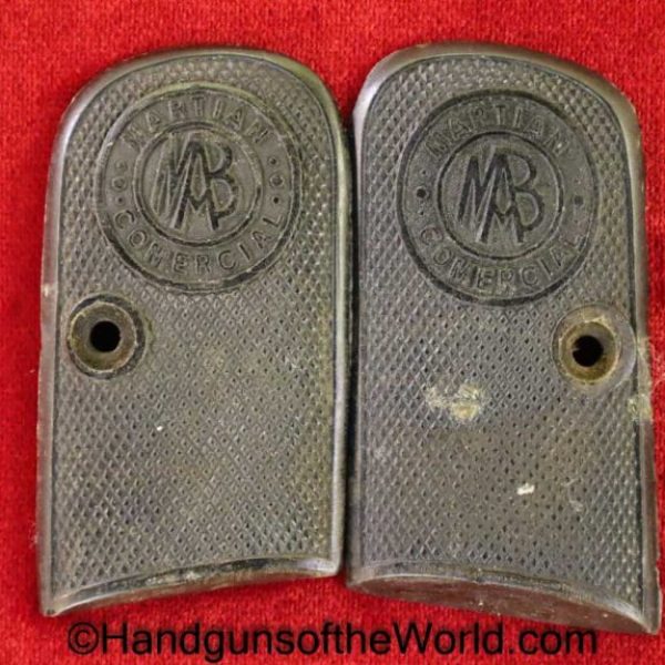 MAB, Martian, Grips, Original, Collectible, Horn, Pressed, Black, Handgun, Pistol, Commercial, Spain, Spanish, VP, Vest Pocket, Set, Pair, Grip