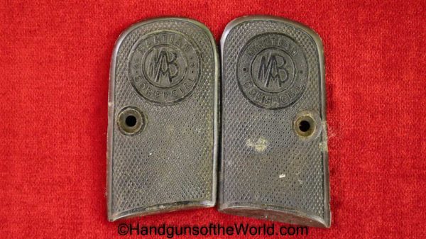 MAB, Martian, Grips, Original, Collectible, Horn, Pressed, Black, Handgun, Pistol, Commercial, Spain, Spanish, VP, Vest Pocket, Set, Pair, Grip