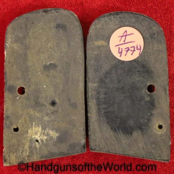 MAB, Martian, Grips, Original, Collectible, Horn, Pressed, Black, Handgun, Pistol, Commercial, Spain, Spanish, VP, Vest Pocket, Set, Pair, Grip