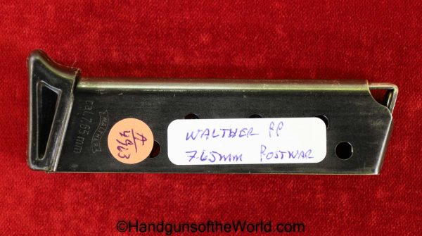 Walther, PP, 7.65mm, Magazine, Clip, Original, Collectible, Post War, Post-War, Handgun, Pistol, 32, .32, acp, auto, 7.65, German, Germany, Hand gun