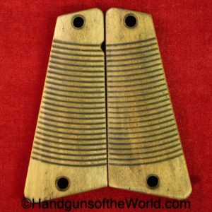Radom, VIS, P-35, Grips, New, Repro, Reproduction, Arched line, walnut, late war, pattern, Wood, Wooden, P35, P.35, P 35, Pair, Set, Grip, Replacement