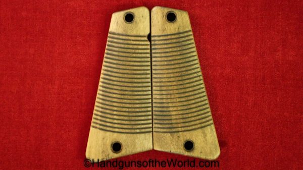 Radom, VIS, P-35, Grips, New, Repro, Reproduction, Arched line, walnut, late war, pattern, Wood, Wooden, P35, P.35, P 35, Pair, Set, Grip, Replacement