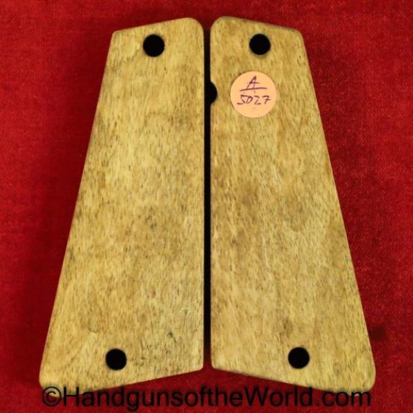 Radom, VIS, P-35, Grips, New, Repro, Reproduction, Arched line, walnut, late war, pattern, Wood, Wooden, P35, P.35, P 35, Pair, Set, Grip, Replacement