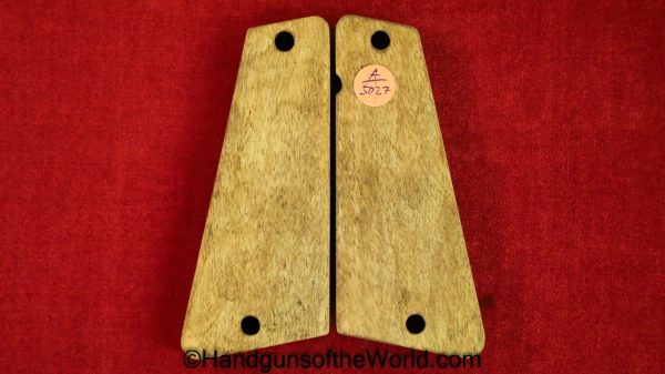 Radom, VIS, P-35, Grips, New, Repro, Reproduction, Arched line, walnut, late war, pattern, Wood, Wooden, P35, P.35, P 35, Pair, Set, Grip, Replacement