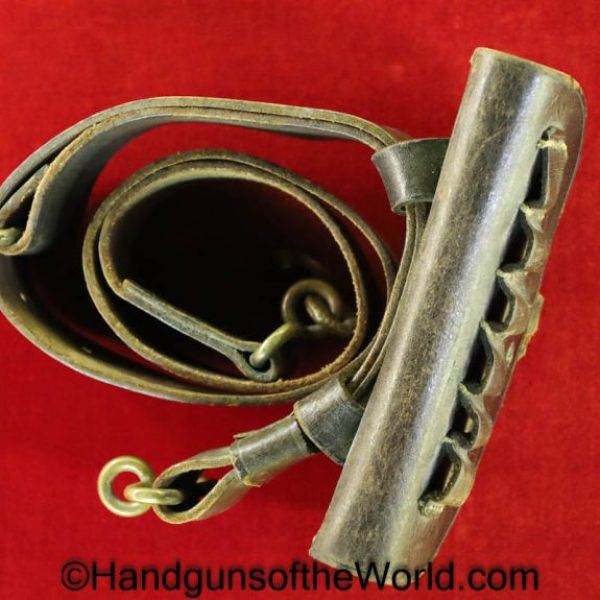 British, Belt, Ammo, Pouch, Brown, leather, brass S-Snake Belt buckle, Naval, pattern, ammunition, Martins BirmH-lin, 1916, Original, Collectible, WWI, WW1