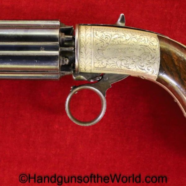 J.R. Cooper, Under Hammer, Pepperbox, 10mm, with Case, Superb, British, English, Handgun, Revolver, Collectible, Antique, Cooper, Underhammer, Pepper Box