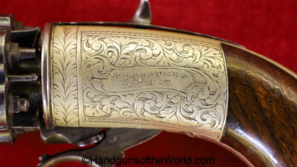 J.R. Cooper, Under Hammer, Pepperbox, 10mm, with Case, Superb, British, English, Handgun, Revolver, Collectible, Antique, Cooper, Underhammer, Pepper Box