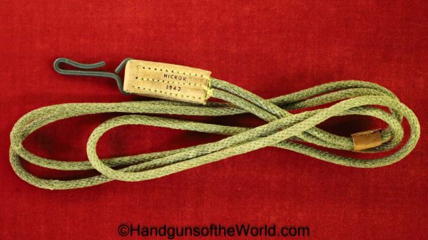 Colt, 1911A1, Lanyard, Braided, beige, canvas, steel clip, leather, Hickok, 1943, Original, Collectible, 1911, 45, .45, WWII, WW2, Handgun, Pistol