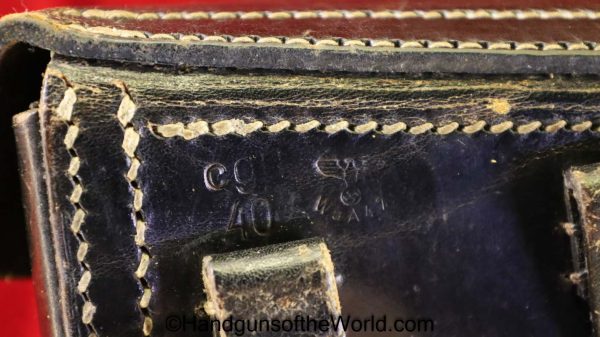 CZ-38, Holster, German, WWII, Black, leather, hard shell, CGH40, WaA41, 1940, CZ38, CZ 38, CZ, 38, Original, Collectible, Germany, WW2, cgh, 40, WaA 41