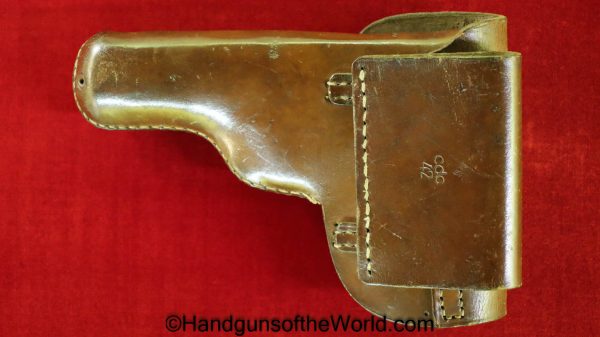 Femaru, P.Mod 37, Holster, Luftwaffe, Brown, leather, Theuermann, dropping, pattern, CDC42, eagle 7, E/7, cdc, 42, 1942, Original, Collectible, WWII, WW2
