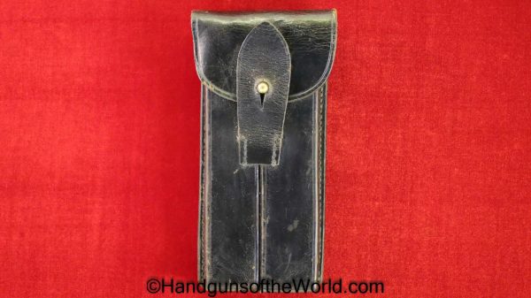 Luger, Double Magazine Pouch, Black, Leather, Portuguese, AE, #2472, 2472, Original, Collectible, Portugal, Mag, Magazine, Clip, Pouch, Double, Hand gun