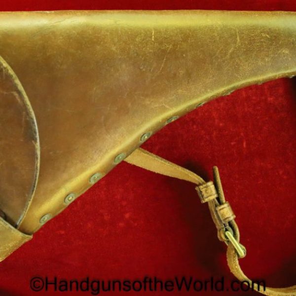 Webley, Mark I-VI, Navy, Pattern, Revolver, Holster, Original, Collectible, brown, leather, brass rivets, with shoulder straps, British, English, Naval