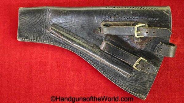 Webley, Mark I-VI, Service Revolver, Holster, Black, Leather, no top flap, Saddlers Federation, 1915, Original, Collectible, Revolver, Handgun, British