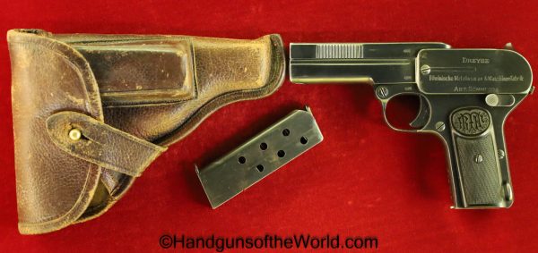 Dreyse, 1907, 7.65mm, Machine Gun, Unit Marked, Full Rig, German, Germany, Handgun, Pistol, C&R, Collectible, with Holster, MG, Unit, 32, .32, acp, auto