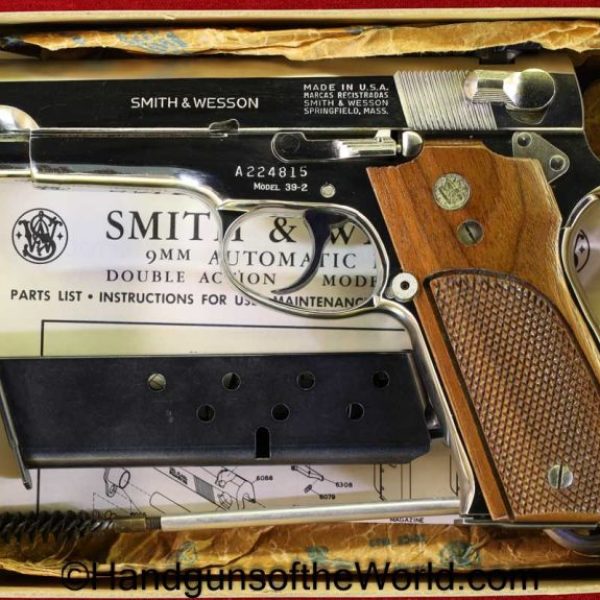 S&W, Model 39-2, 9mm, Factory Nickel, in Box, Boxed, with Box, Model, 39, -2, 39-2, Nickel, Handgun, Pistol, Collectible, Smith and Wesson, Americana, USA