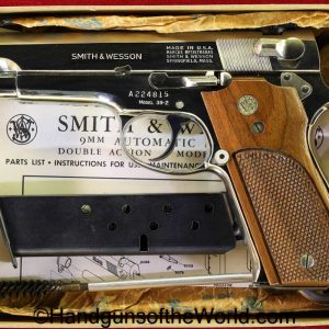 S&W, Model 39-2, 9mm, Factory Nickel, in Box, Boxed, with Box, Model, 39, -2, 39-2, Nickel, Handgun, Pistol, Collectible, Smith and Wesson, Americana, USA