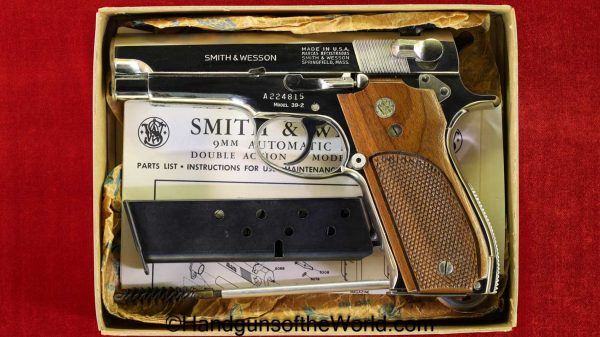 S&W, Model 39-2, 9mm, Factory Nickel, in Box, Boxed, with Box, Model, 39, -2, 39-2, Nickel, Handgun, Pistol, Collectible, Smith and Wesson, Americana, USA