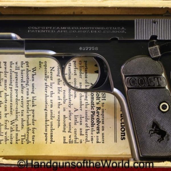 Colt, 1903, Hammerless, .32, 1924, with Box, Boxed, Handgun, Pistol, C&R, Collectible, 32, 7.65, 7.65mm, Pocket, Americana, America, USA, US, American
