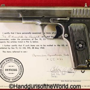 Russian, TT-33, 7.62mm, 1941, All Matching, with Capture Paper, Capture Paper, TT33, TT 33, Soviet, USSR, WWII, WW2, Handgun, Pistol, C&R, Collectible