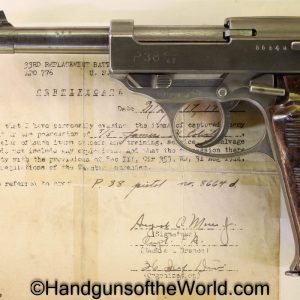 Walther, Mauser, P.38, AC 43, 9mm, FN Slide, with Capture Paper, FN, Slide, German, Germany, WWII, WW2, Handgun, Pistol, C&R, Collectible, 1943, 43, ac