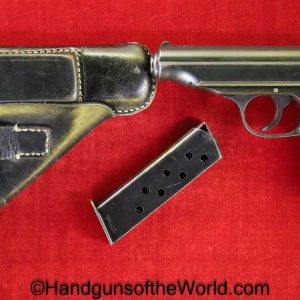 Walther, PP, 7.65mm, Late War, German, WWII, AC Slide, Wood Grips, Full Rig, Handgun, Pistol, C&R, Collectible, WW2, Germany, AC, Code, 32, .32, acp, auto