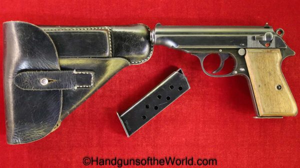 Walther, PP, 7.65mm, Late War, German, WWII, AC Slide, Wood Grips, Full Rig, Handgun, Pistol, C&R, Collectible, WW2, Germany, AC, Code, 32, .32, acp, auto