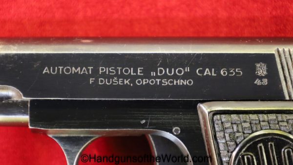 CZ, Duo, 6.35mm, Dated, 1943, Full Rig, with Holster, Handgun, Pistol, C&R, Collectible, VP, Vest Pocket, WWII, WW2, German, Germany, Czech, Czechoslovakia