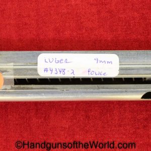 Luger, P.08, 9mm, #4348, Magazine, Clip, Mag, Original, Collectible, German, Germany, 4348, WWII, WW2, Police, P08, P-08, P 08, Haenel Schmeisser, Flat
