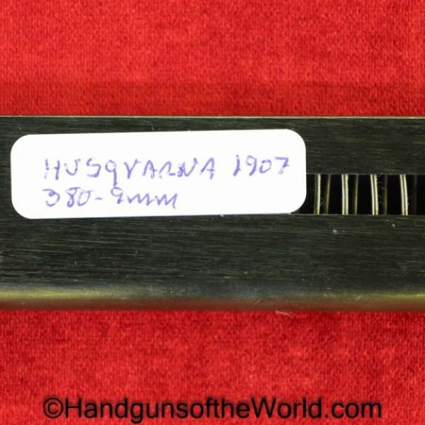 Husqvarna, 1907, 9mm, .380, Magazine, Clip, Mag, Original, Collectible, Browning, 1903, acp, auto, 380, Long, BL, Model, Swedish, Sweden, Handgun, Pistol