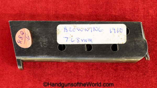 FN, Browning, 1910, 7.65mm, Magazine, Clip, Mag, Original, Collectible, Post War, Post-War, Belgian, Belgium, Handgun, Pistol, 32, .32, acp, auto, 7.65