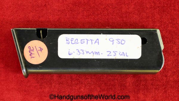 Beretta, 950, 6.35mm, Magazine, Clip, Mag, Original, Collectible, Italy, Italian, Handgun, Pistol, Model, 6.35, 25, .25, acp, auto, Hand gun