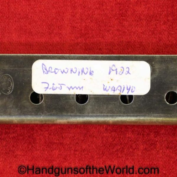 FN, Browning, 1922, 7.65mm, Magazine, Clip, Mag, Original, Collectible, WWII, WW2, Belgian, Handgun, Pistol, 32, .32, acp, auto, 7.65, German, WaA140, 140