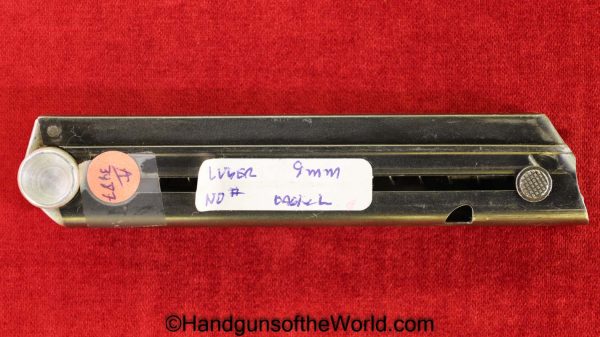 Luger, P.08, 9mm, Magazine, Clip, Police, Eagle L, No Number, NSN, S.A. 0.4.58, Original, Collectible, German, Germany, WWII, WW2, E/L, P08, P 08, P-08